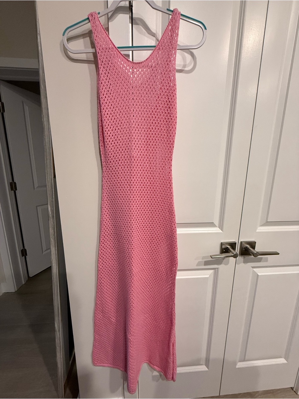 Le Lis Pink Open-Knit Maxi Dress